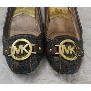 Michael Kors Fulton Gold Dark Brown Women's Moccasins 7.5 M